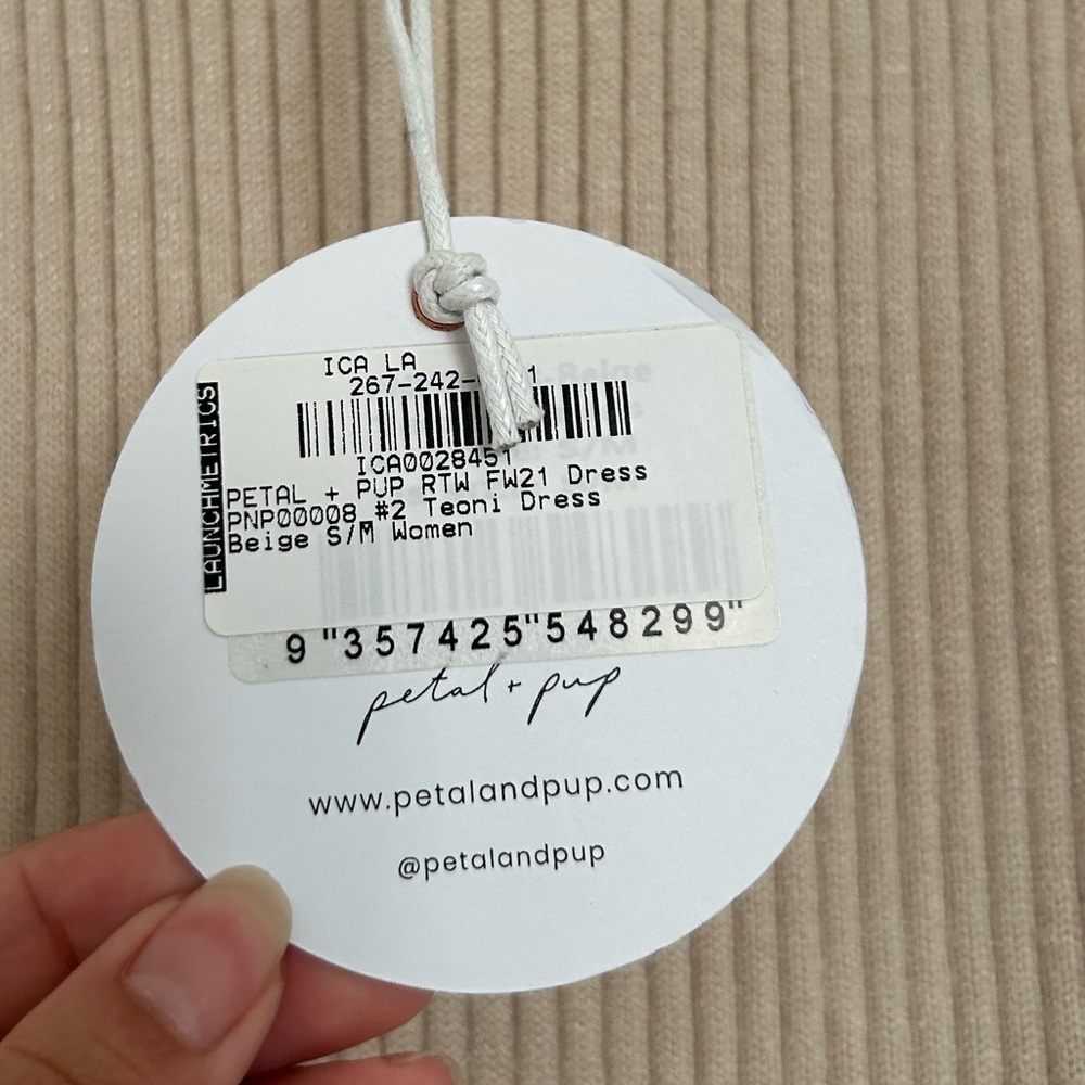 Petal & Pup x Georgie Stevenson Teoni Beige Midi Dress size small / medium NWT - Picture 12 of 12